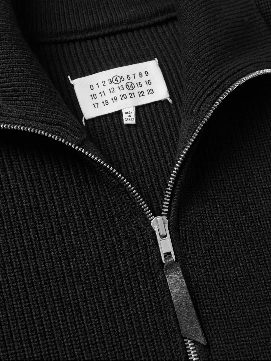 Maison Margiela Ribbed Cotton and Wool-Blend Zip-Up Cardigan - Men | Thumbnail 4