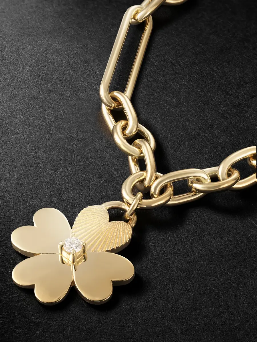Foundrae Four Heart Clover 18-Karat Gold Diamond Bracelet - Men | Thumbnail 4 Foundrae Four Heart Clover 18-Karat Gold Diamond Bracelet - Men | Thumbnail 4