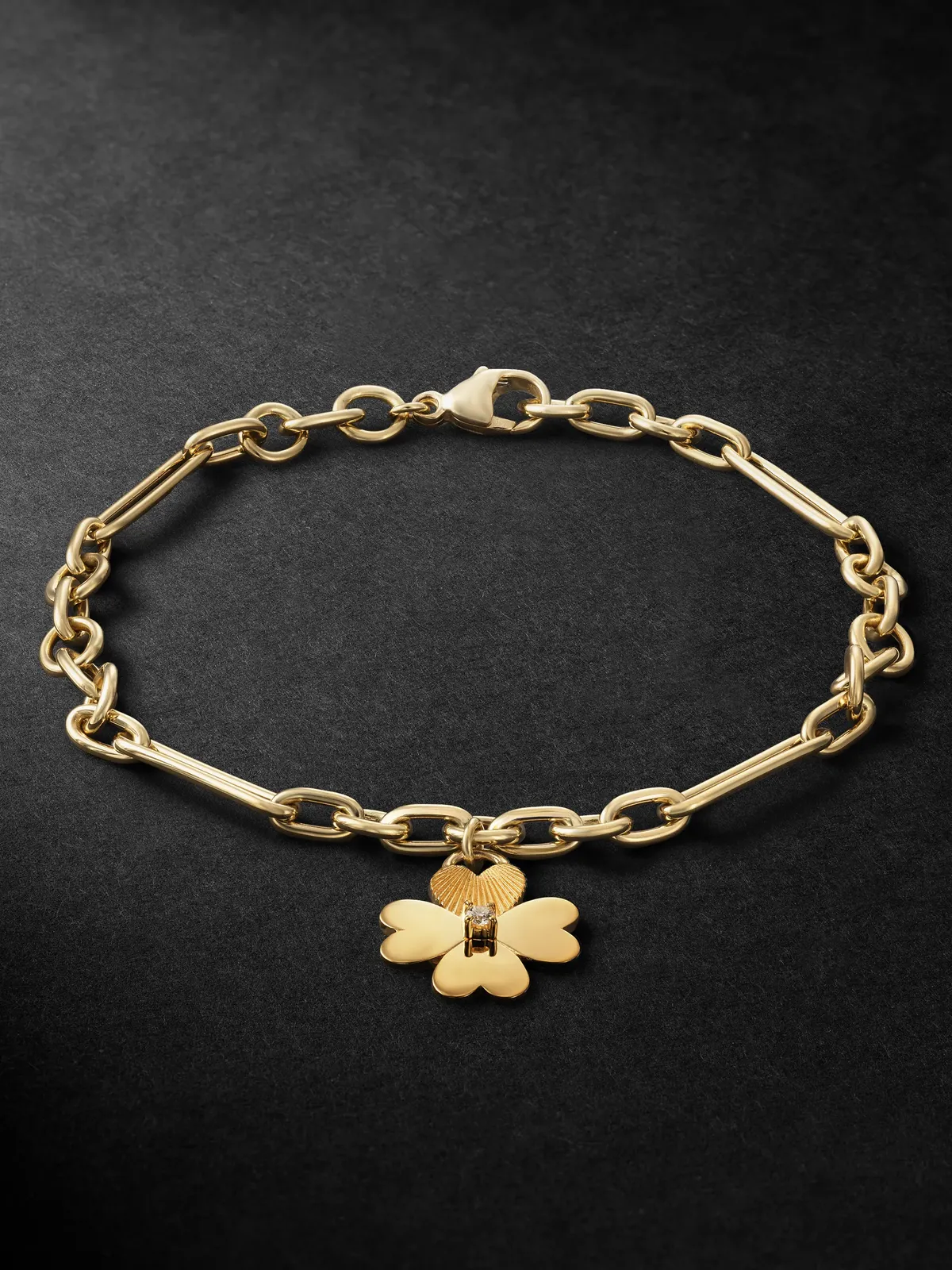 Foundrae Four Heart Clover 18-Karat Gold Diamond Bracelet - Men