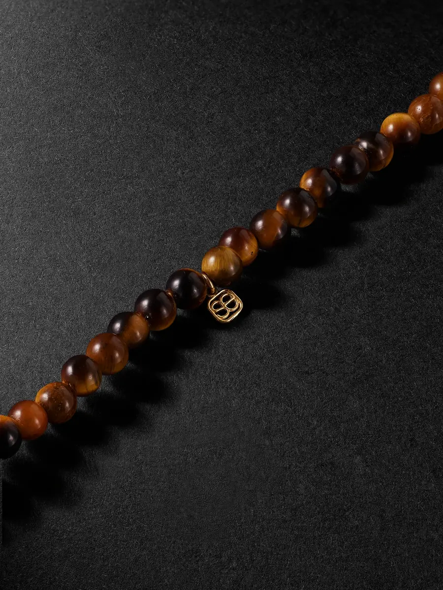 Sydney Evan Small Mano Cornuto Gold, Tiger's Eye and Diamond Beaded Necklace - Men | Thumbnail 3 Sydney Evan Small Mano Cornuto Gold, Tiger's Eye and Diamond Beaded Necklace - Men | Thumbnail 3