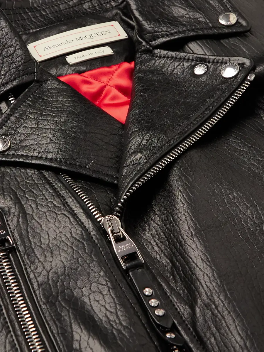 Alexander McQueen Slim-Fit Zip-Detailed Leather Biker Jacket - Men | Thumbnail 4 Alexander McQueen Slim-Fit Zip-Detailed Leather Biker Jacket - Men | Thumbnail 4