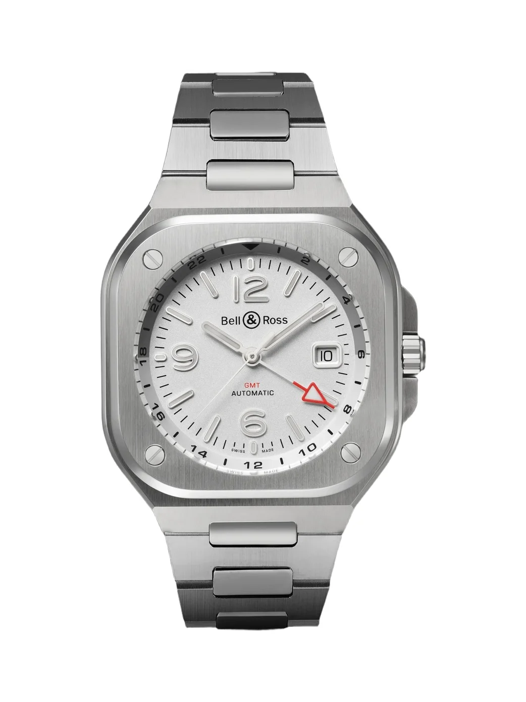 BR 05 GMT Automatic Stainless Steel Watch, Ref. BR05G-SI-ST/SST - Men BR 05 GMT Automatic Stainless Steel Watch, Ref. BR05G-SI-ST/SST - Men