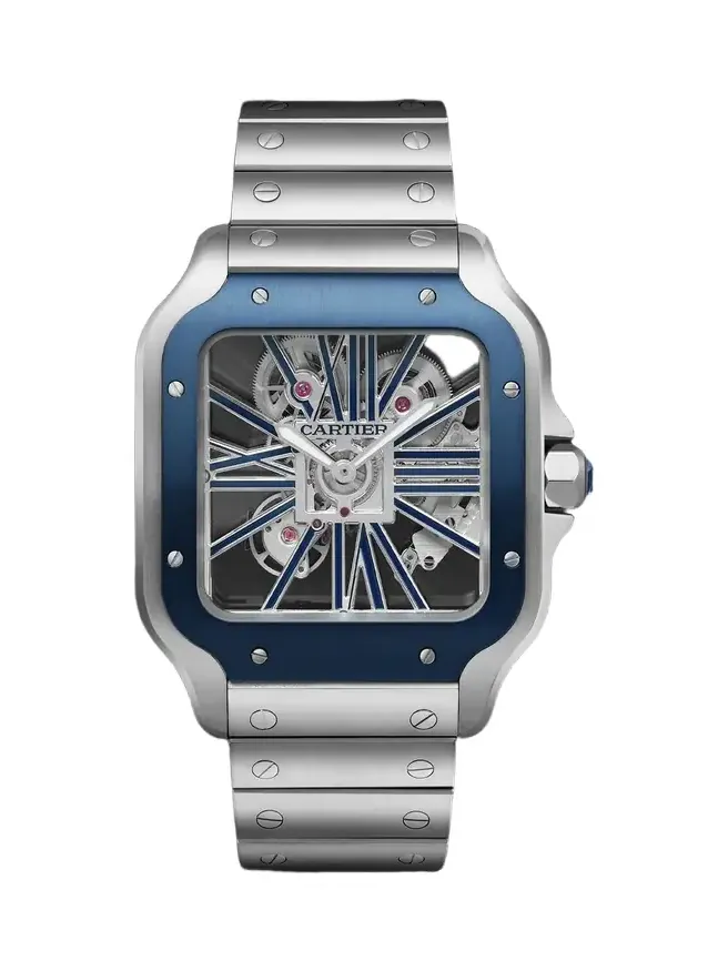Santos de Limited Edition Hand-Wound Skeleton 39.8mm Interchangeable Steel and Rubber Watch, Ref. No. WHSA0026 - Men Santos de Limited Edition Hand-Wound Skeleton 39.8mm Interchangeable Steel and Rubber Watch, Ref. No. WHSA0026 - Men