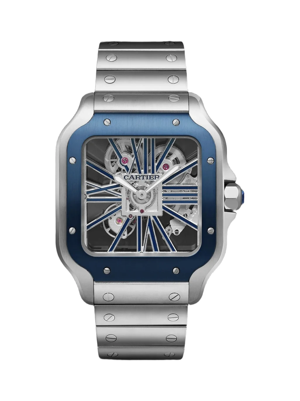Santos de Limited Edition Hand-Wound Skeleton 39.8mm Interchangeable Steel and Rubber Watch, Ref. No. WHSA0026 - Men Santos de Limited Edition Hand-Wound Skeleton 39.8mm Interchangeable Steel and Rubber Watch, Ref. No. WHSA0026 - Men