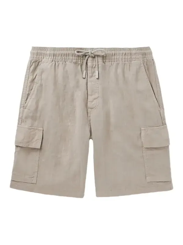 Straight-Leg Linen Drawstring Cargo Shorts - Men