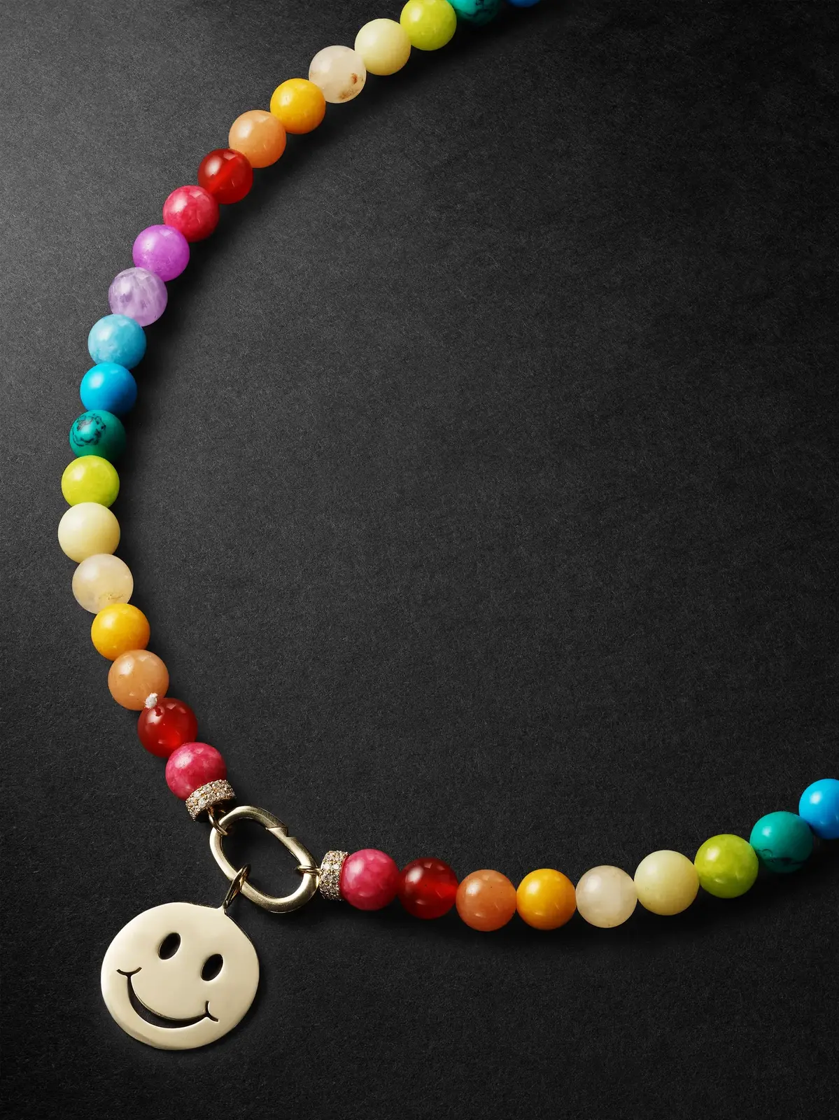 Gold Diamond Beaded Pendant Necklace - Men