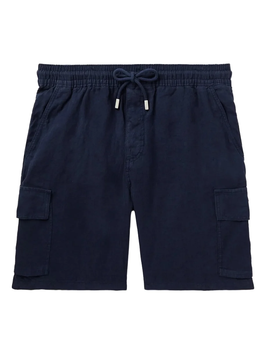 Straight-Leg Linen Drawstring Cargo Shorts - Men Straight-Leg Linen Drawstring Cargo Shorts - Men
