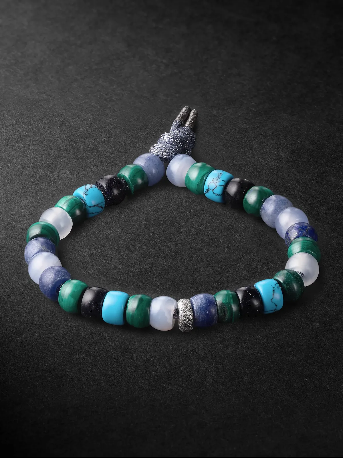 Portofino Forte Beads White Gold Multi-Stone Bracelet - Men