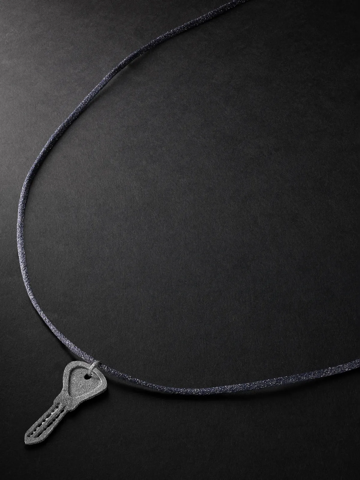 Florentine Finish Key White Gold Lurex Pendant Necklace - Men