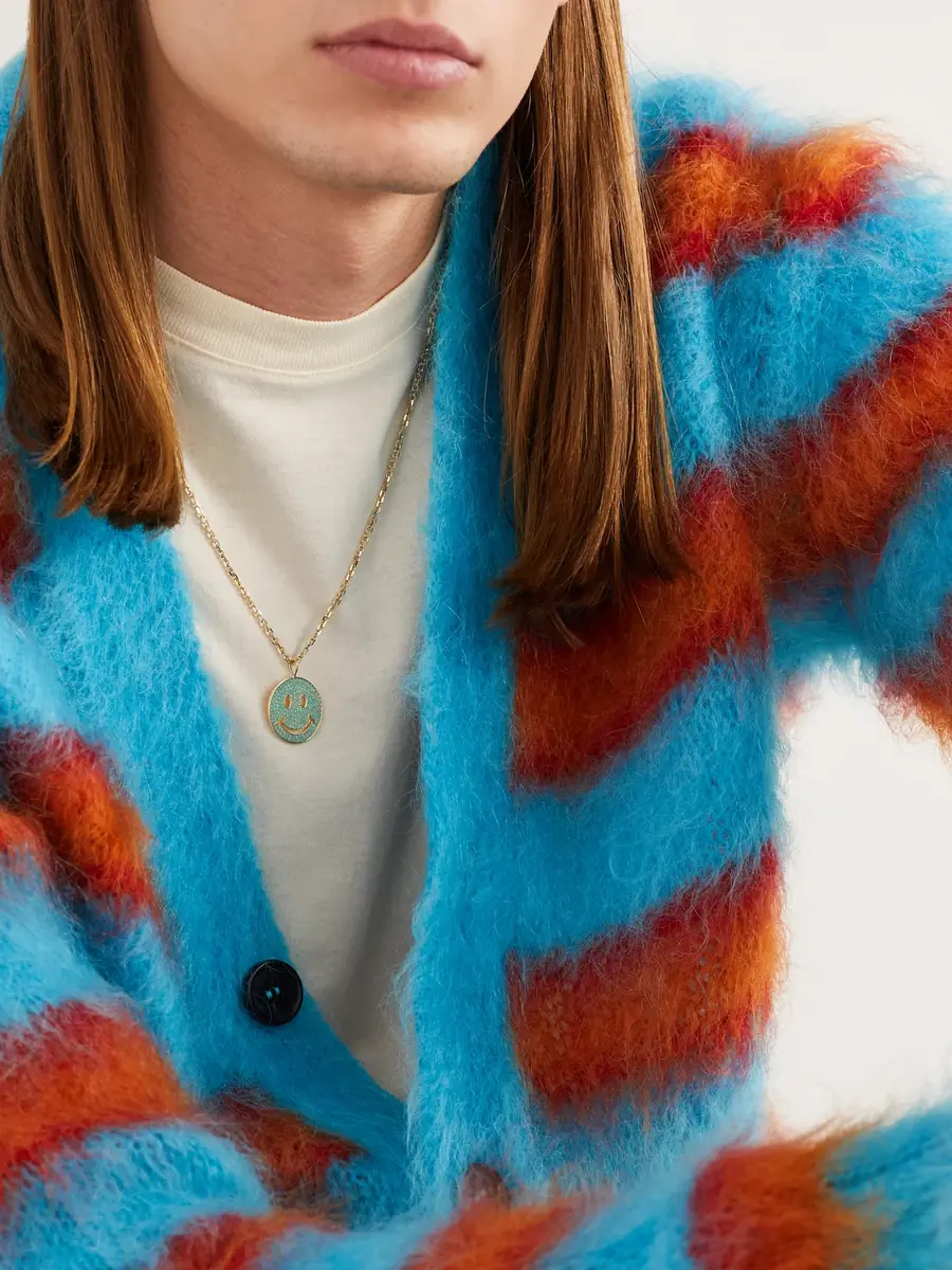 Sydney Evan XL Happy Face Gold Turquoise Pendant Necklace - Men | Thumbnail 2 Sydney Evan XL Happy Face Gold Turquoise Pendant Necklace - Men | Thumbnail 2