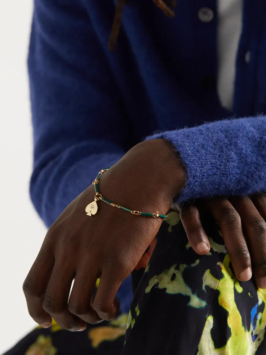 Foundrae Spade 18-Karat Gold, Malachite and Diamond Pendant Bracelet - Men | Thumbnail 2 Foundrae Spade 18-Karat Gold, Malachite and Diamond Pendant Bracelet - Men | Thumbnail 2