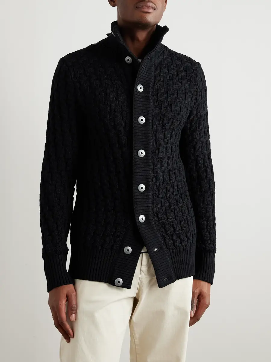 S.N.S. Herning Stark Textured Virgin Wool Cardigan - Men | Thumbnail 3 S.N.S. Herning Stark Textured Virgin Wool Cardigan - Men | Thumbnail 3