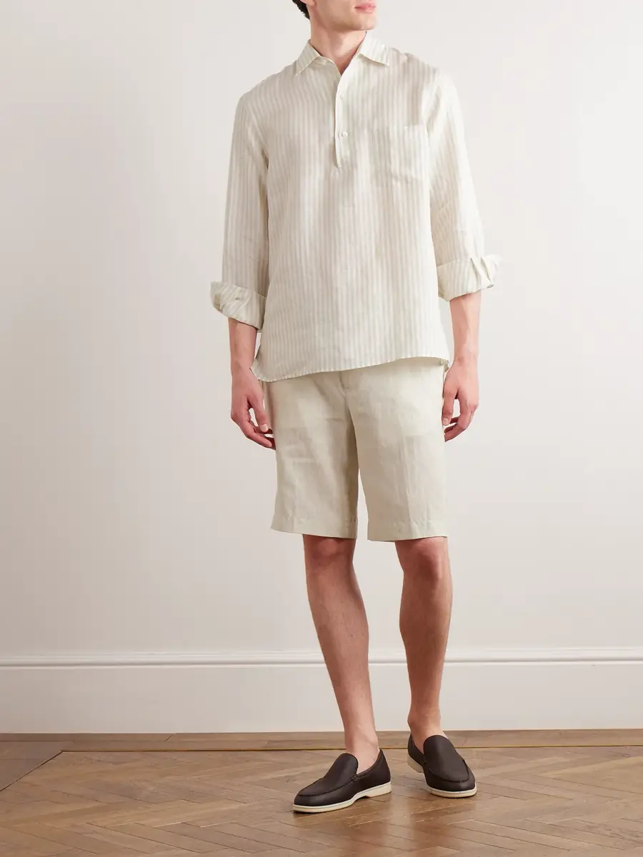 Loro Piana Straight-Leg Linen Drawstring Bermuda Shorts - Men | Thumbnail 2 Loro Piana Straight-Leg Linen Drawstring Bermuda Shorts - Men | Thumbnail 2