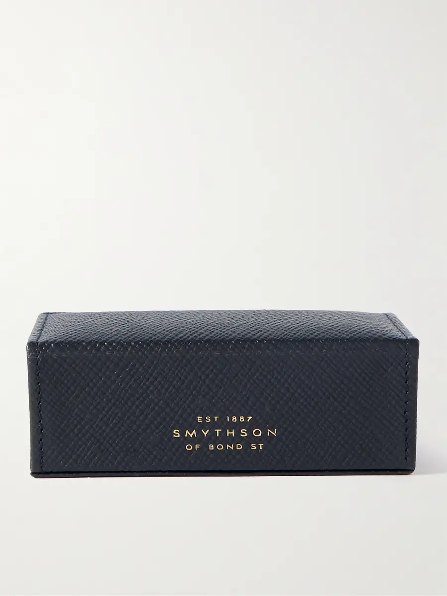 Smythson Panama Cross-Grain Leather Cufflinks Box - Men | Thumbnail 3 Smythson Panama Cross-Grain Leather Cufflinks Box - Men | Thumbnail 3
