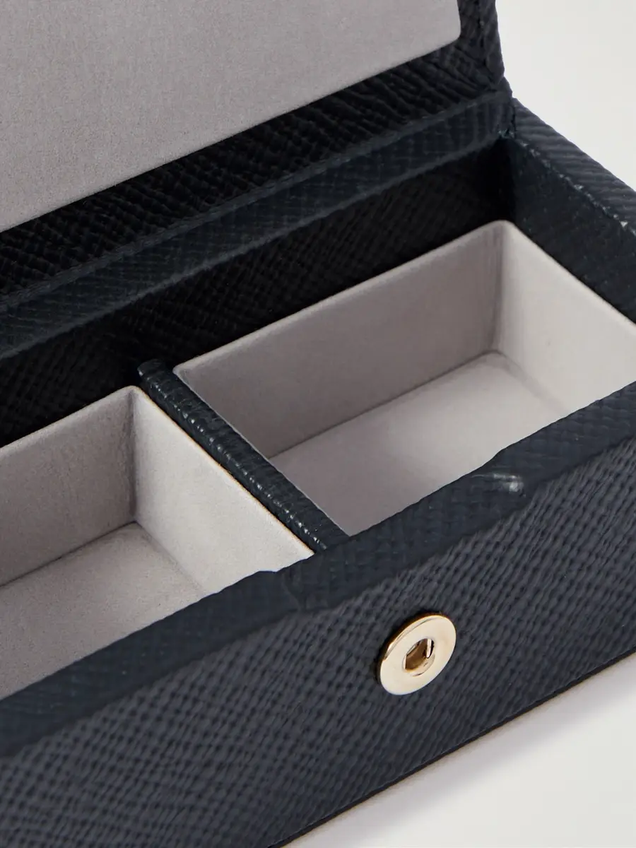 Smythson Panama Cross-Grain Leather Cufflinks Box - Men | Thumbnail 4 Smythson Panama Cross-Grain Leather Cufflinks Box - Men | Thumbnail 4