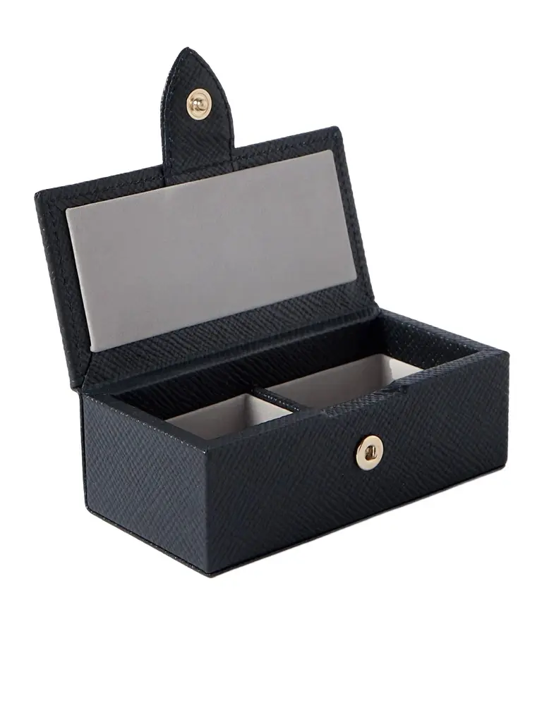 Smythson Panama Cross-Grain Leather Cufflinks Box - Men
