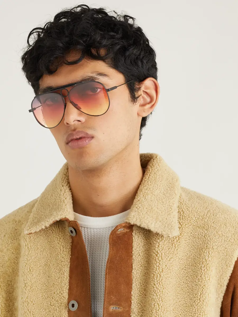 Jacques Marie Mage Diamond Cross Ranch Aviator-Style Black-Tone Metal Sunglasses - Men | Thumbnail 2 Jacques Marie Mage Diamond Cross Ranch Aviator-Style Black-Tone Metal Sunglasses - Men | Thumbnail 2