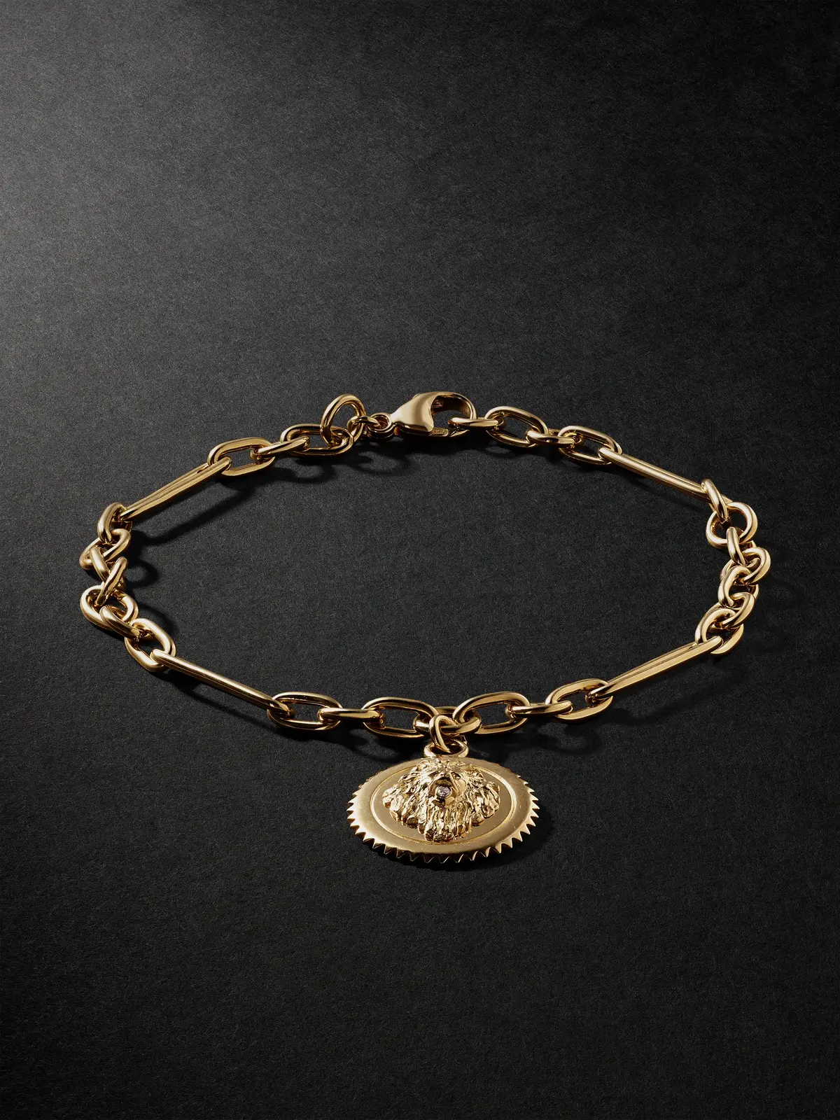 Foundrae Mixed Clip Strength 18-Karat Gold Diamond Pendant Bracelet - Men