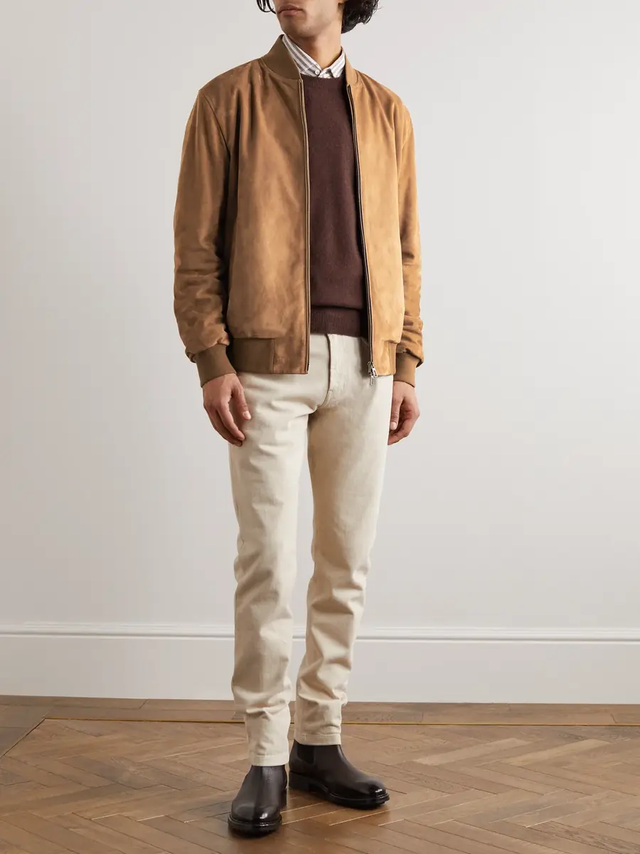 Loro Piana LP IVY Suede Bomber Jacket - Men | Thumbnail 2 Loro Piana LP IVY Suede Bomber Jacket - Men | Thumbnail 2