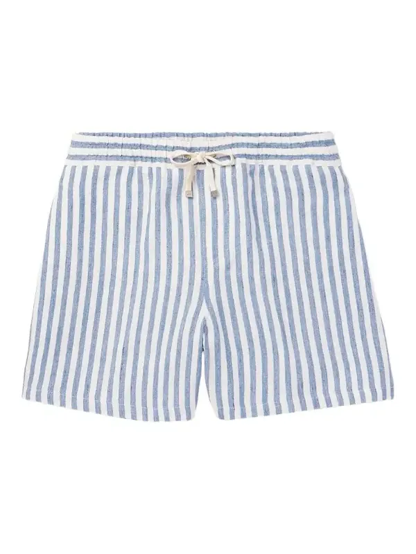 Bermuda Bay Straight-Leg Striped Linen Drawstring Shorts - Men Bermuda Bay Straight-Leg Striped Linen Drawstring Shorts - Men