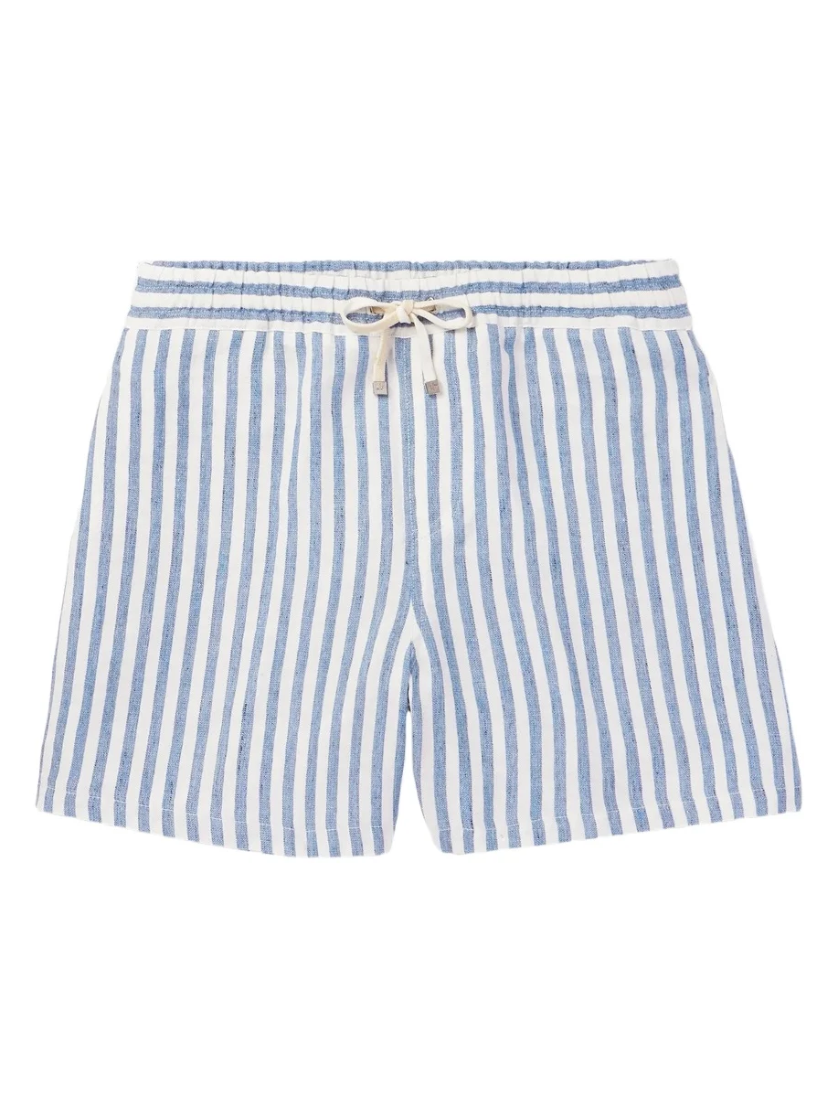 Bermuda Bay Straight-Leg Striped Linen Drawstring Shorts - Men