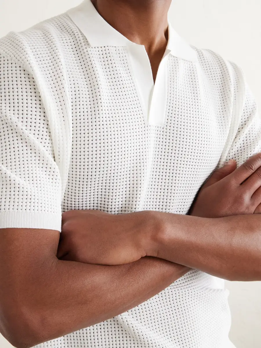 Orlebar Brown Roddy Slim-Fit Camp-Collar Pointelle-Knit Polo Shirt - Men | Thumbnail 5