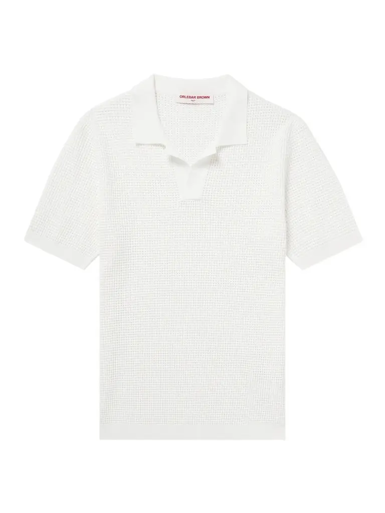 Orlebar Brown Roddy Slim-Fit Camp-Collar Pointelle-Knit Polo Shirt - Men | Image 1 Orlebar Brown Roddy Slim-Fit Camp-Collar Pointelle-Knit Polo Shirt - Men | Image 1