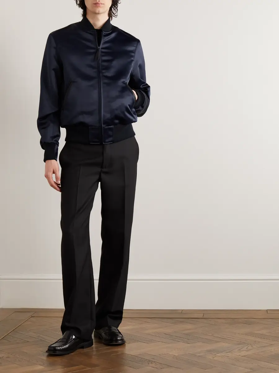 Golden Bear Sukajan Leather-Trimmed Satin Bomber Jacket - Men | Thumbnail 2