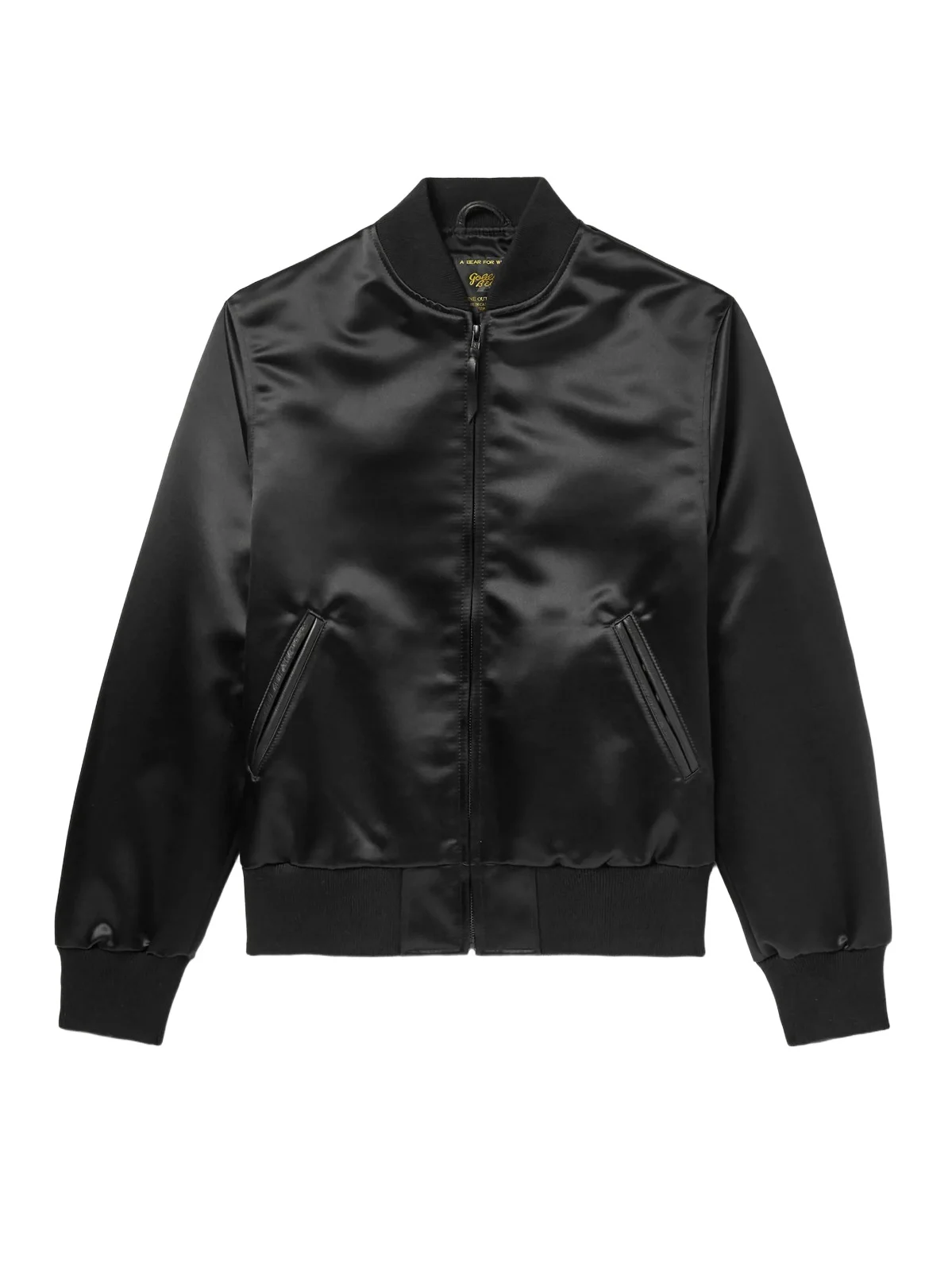 Golden Bear Sukajan Leather-Trimmed Satin Bomber Jacket - Men