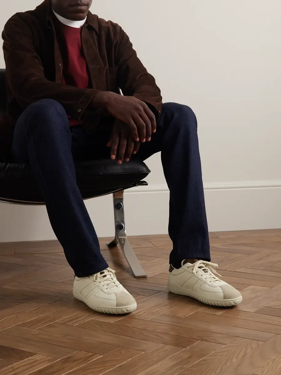 Berluti Trainer Scritto Suede-Trimmed Venezia Leather Sneakers - Men | Thumbnail 2