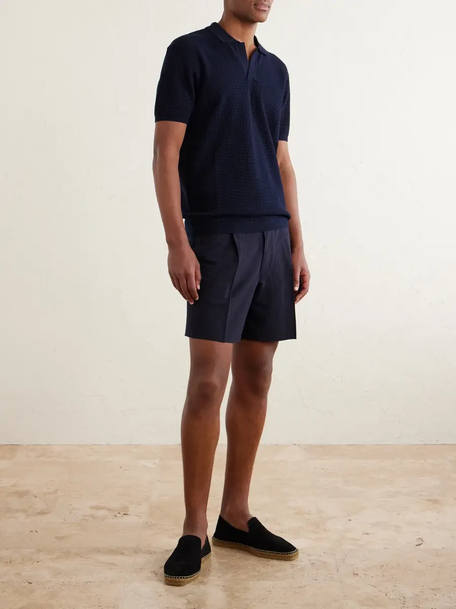 Orlebar Brown Roddy Slim-Fit Camp-Collar Pointelle-Knit Polo Shirt - Men | Thumbnail 2