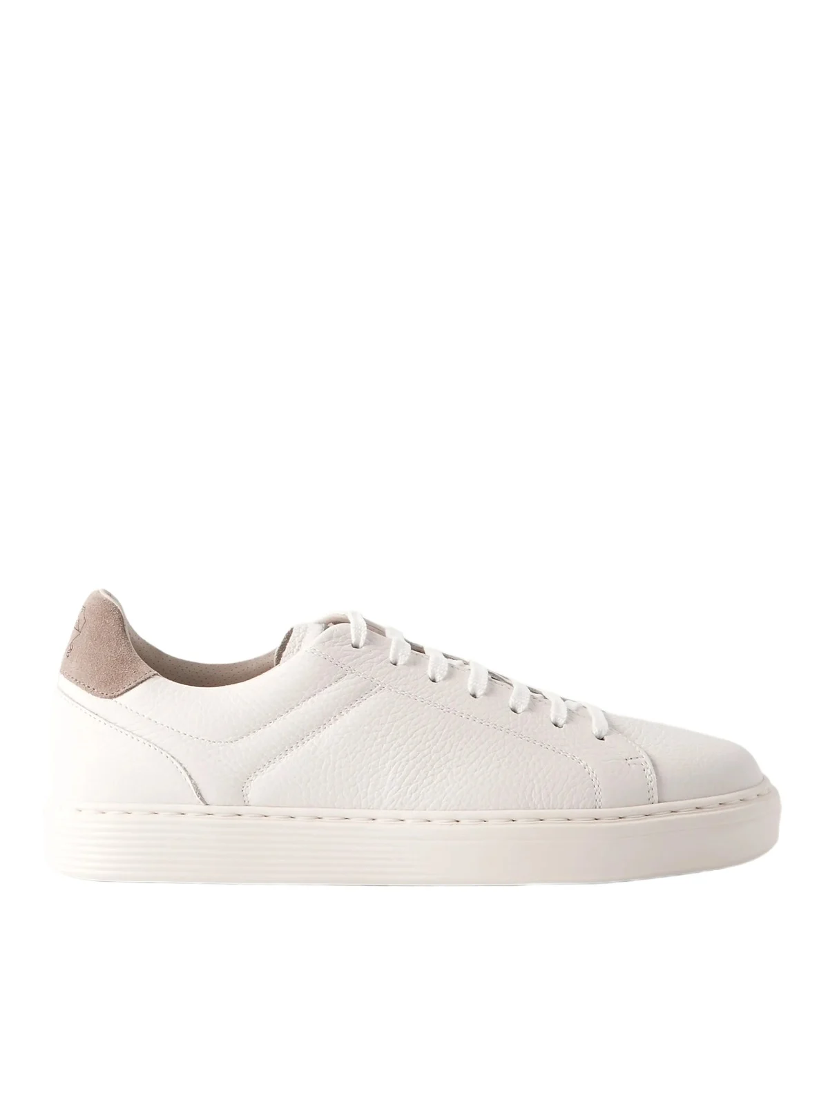 Suede-Trimmed Full-Grain Leather Sneakers - Men