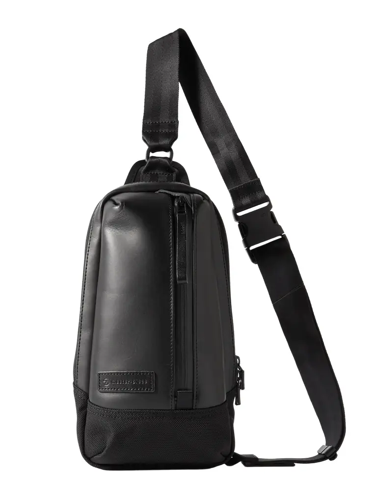 Master-Piece Slick Logo-Appliquéd Leather and CORDURA® Barastec Nylon Sling Backpack - Men | Image 1 Master-Piece Slick Logo-Appliquéd Leather and CORDURA® Barastec Nylon Sling Backpack - Men | Image 1