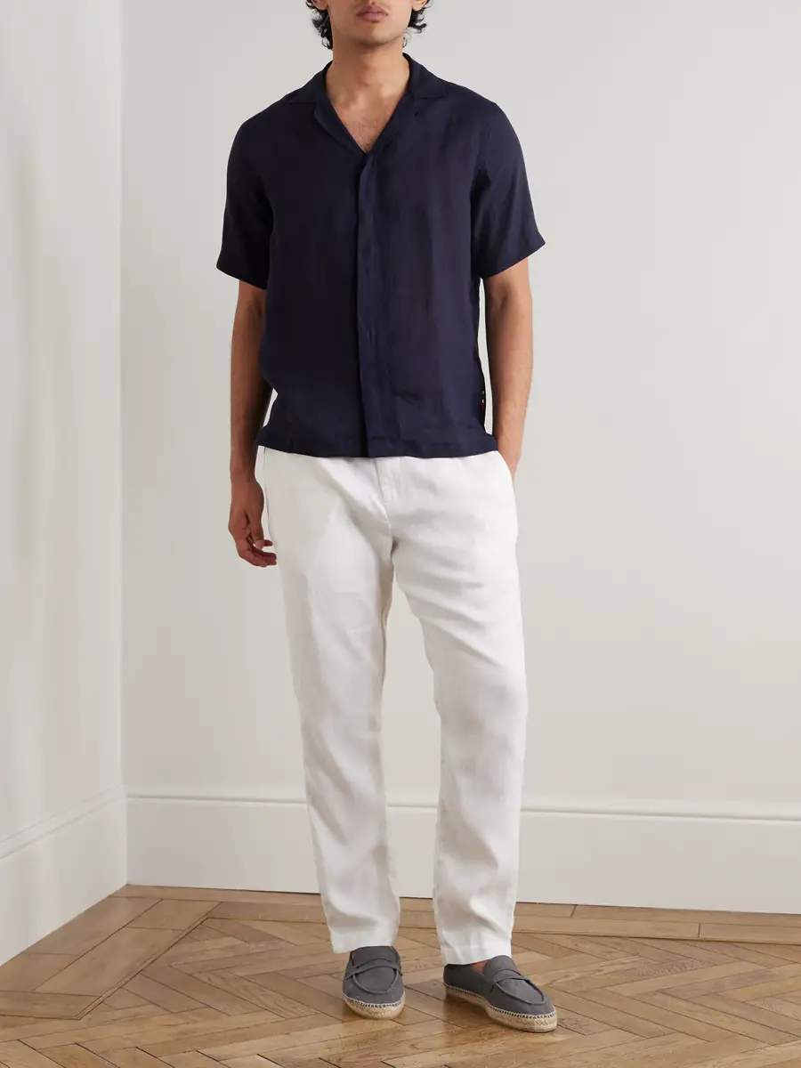 Frescobol Carioca Oscar Straight-Leg Linen and Cotton-Blend Drawstring Trousers - Men | Thumbnail 2