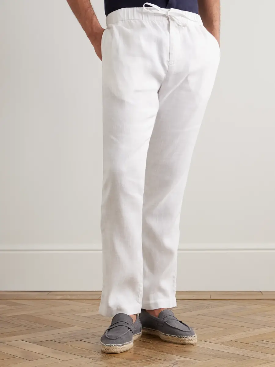 Frescobol Carioca Oscar Straight-Leg Linen and Cotton-Blend Drawstring Trousers - Men | Thumbnail 3