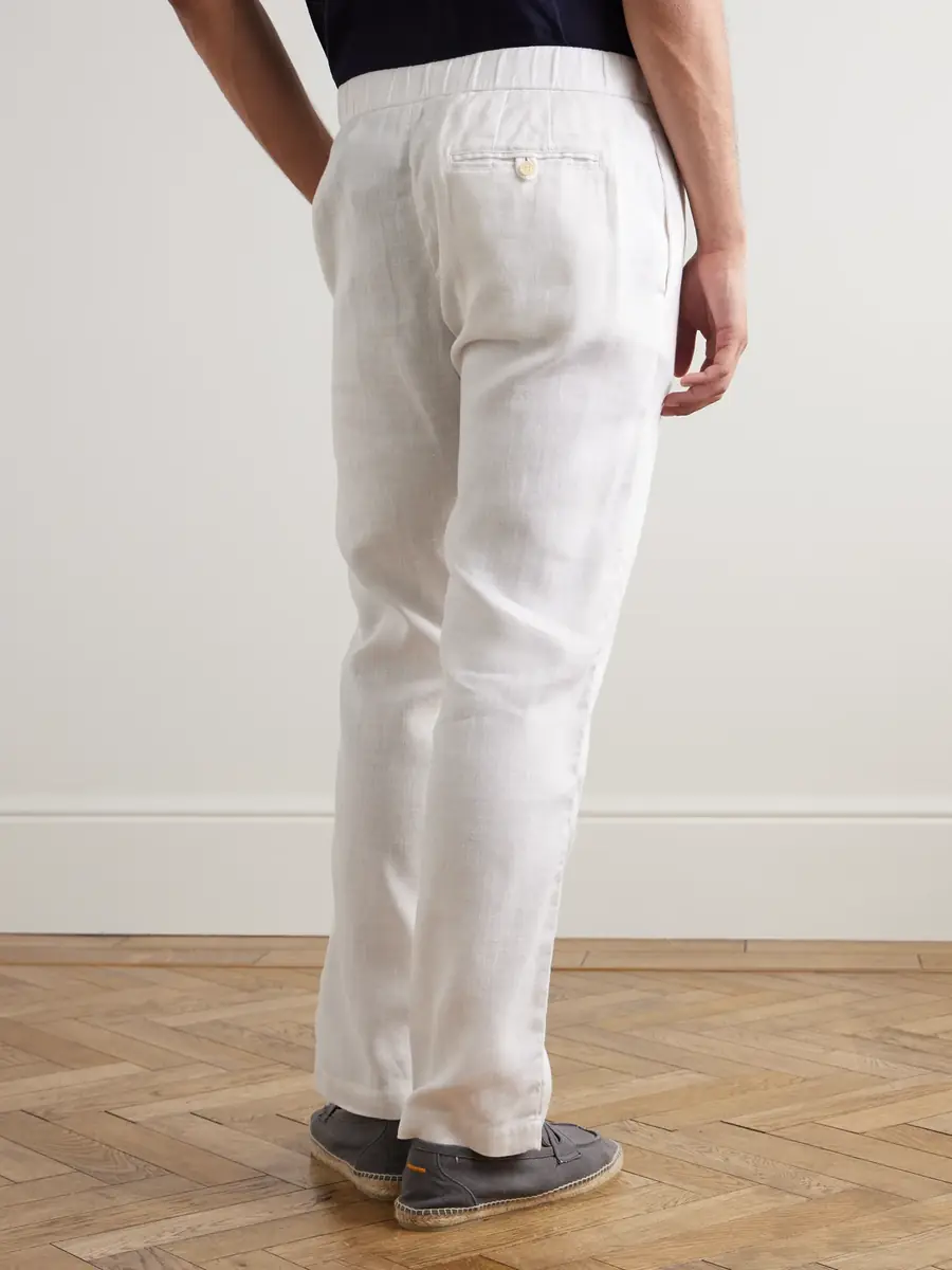 Frescobol Carioca Oscar Straight-Leg Linen and Cotton-Blend Drawstring Trousers - Men | Thumbnail 4