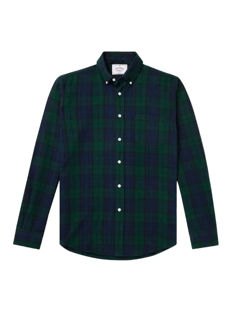 Portuguese Flannel Bonfim Button-Down Collar Checked Cotton-Flannel Shirt - Men