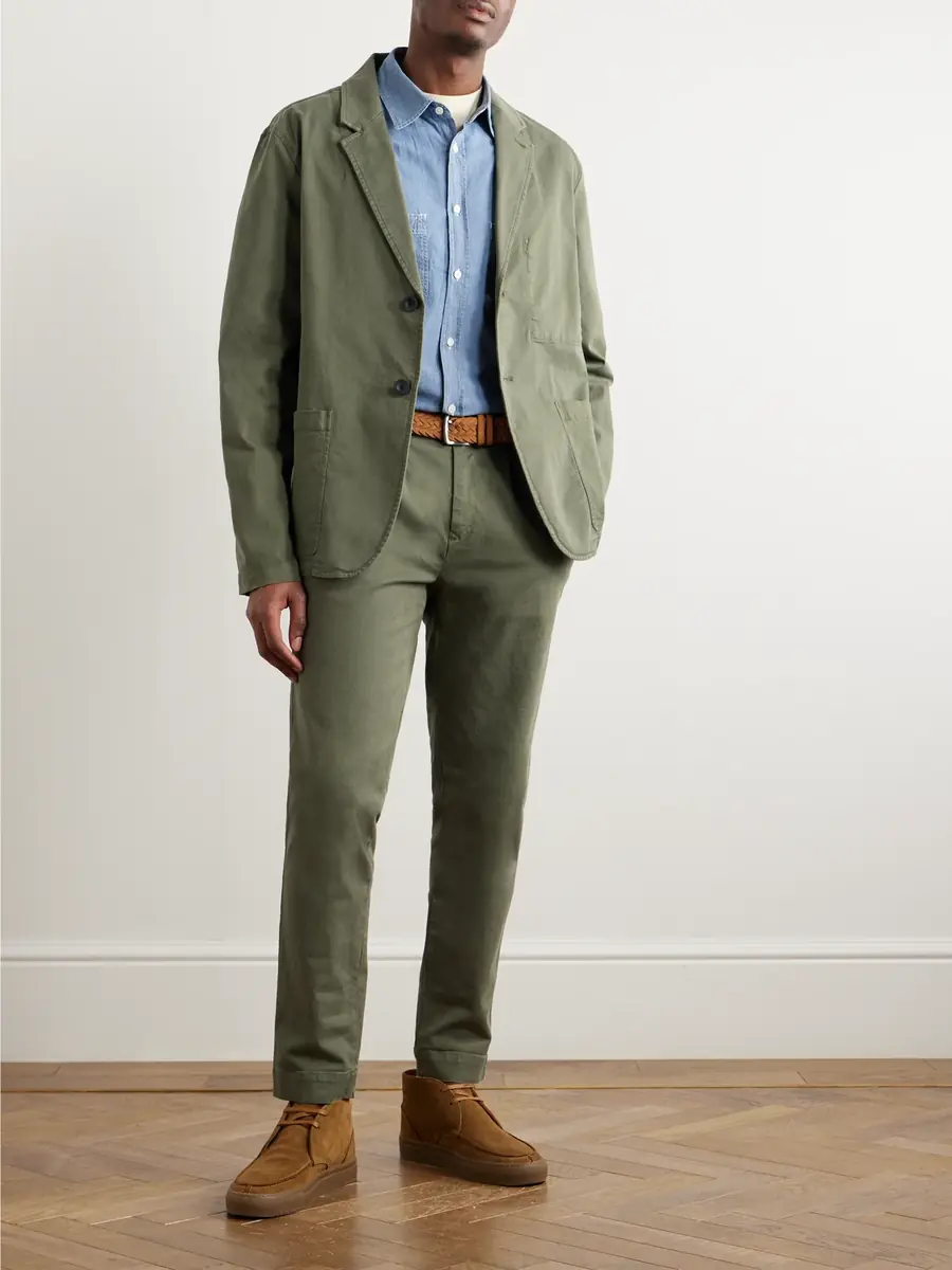 MR P. Tapered Pleated Garment-Dyed Cotton-Blend Twill Trousers - Men | Thumbnail 2