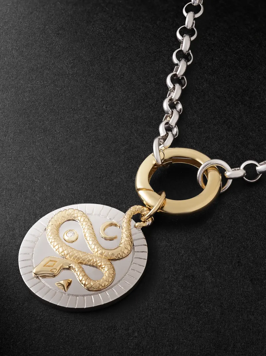 Foundrae Wholeness 18-Karat Yellow and White Gold Diamond Pendant Necklace - Men | Thumbnail 4 Foundrae Wholeness 18-Karat Yellow and White Gold Diamond Pendant Necklace - Men | Thumbnail 4