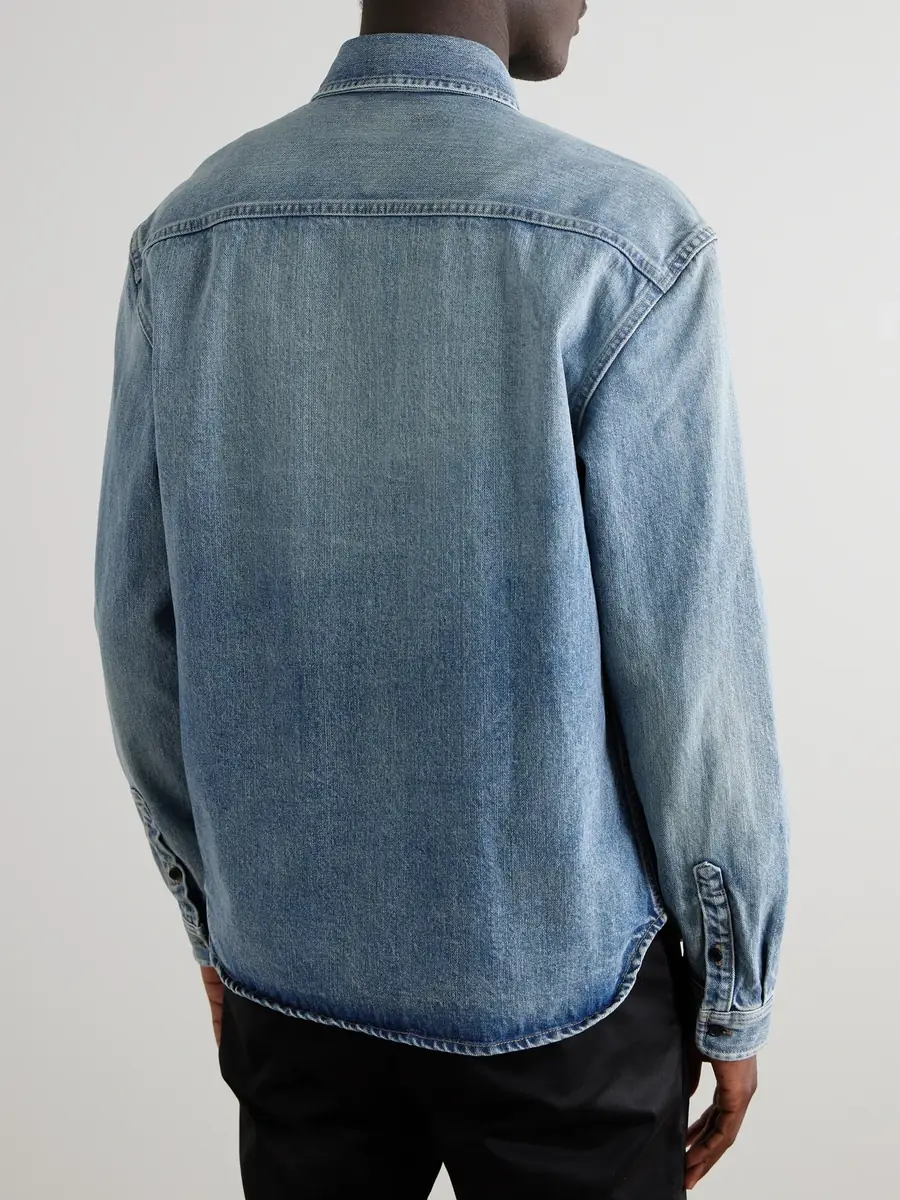 Saint Laurent Logo-Embroidered Denim Shirt - Men | Thumbnail 4 Saint Laurent Logo-Embroidered Denim Shirt - Men | Thumbnail 4