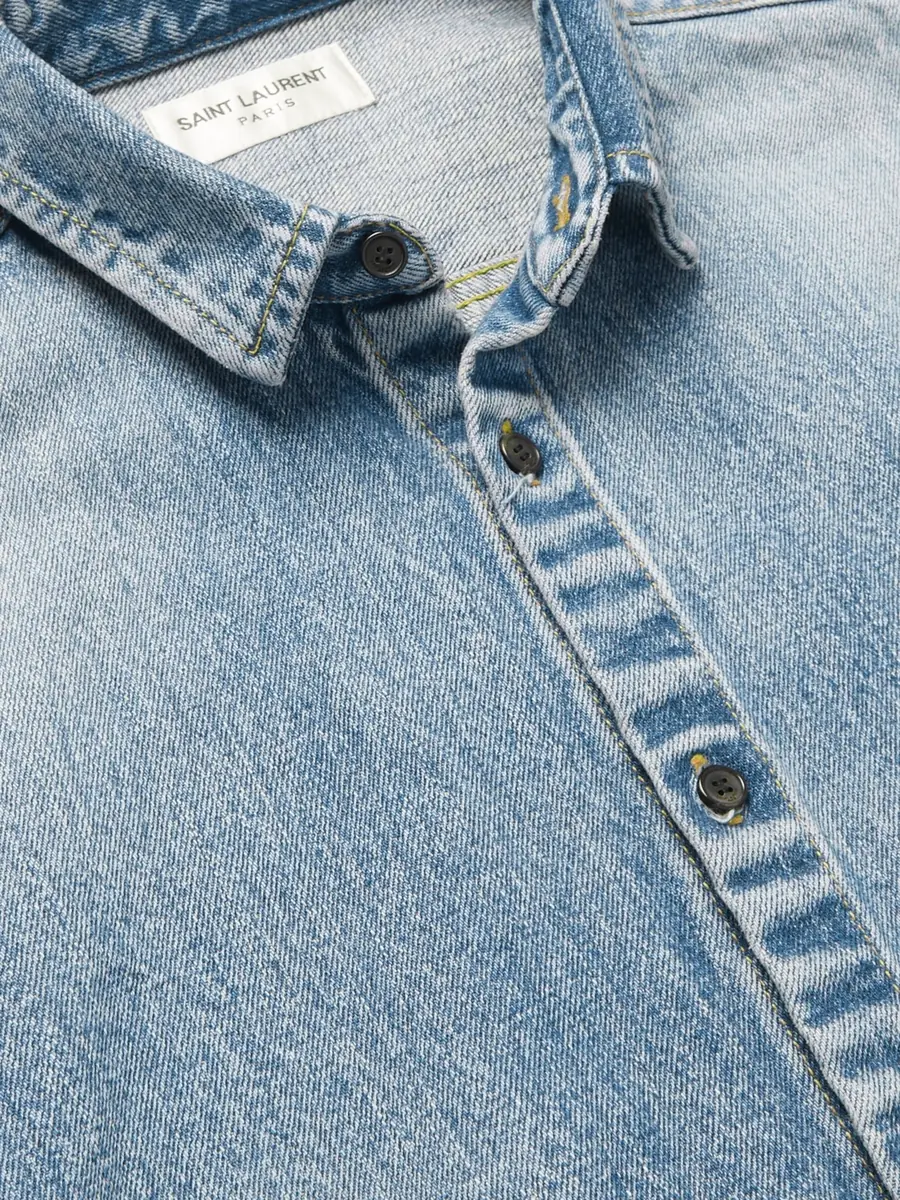 Saint Laurent Logo-Embroidered Denim Shirt - Men | Thumbnail 5 Saint Laurent Logo-Embroidered Denim Shirt - Men | Thumbnail 5