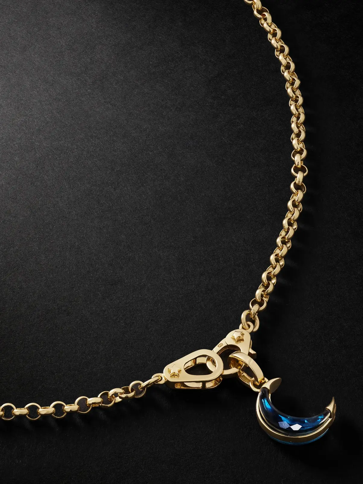 Crescent 18-Karat Gold Topaz Pendant Necklace - Men Crescent 18-Karat Gold Topaz Pendant Necklace - Men