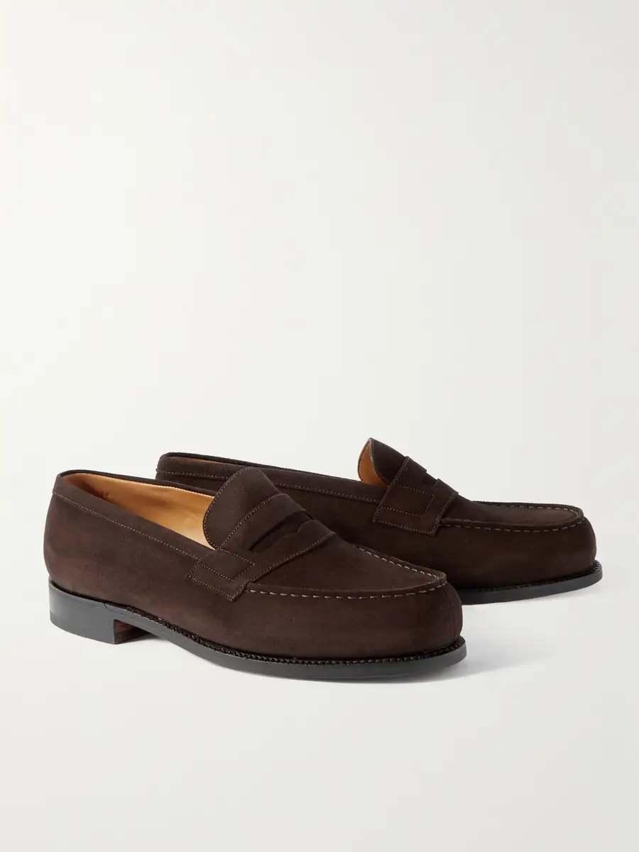 J.M. Weston 180 Moccasin Suede Penny Loafers - Men | Thumbnail 4
