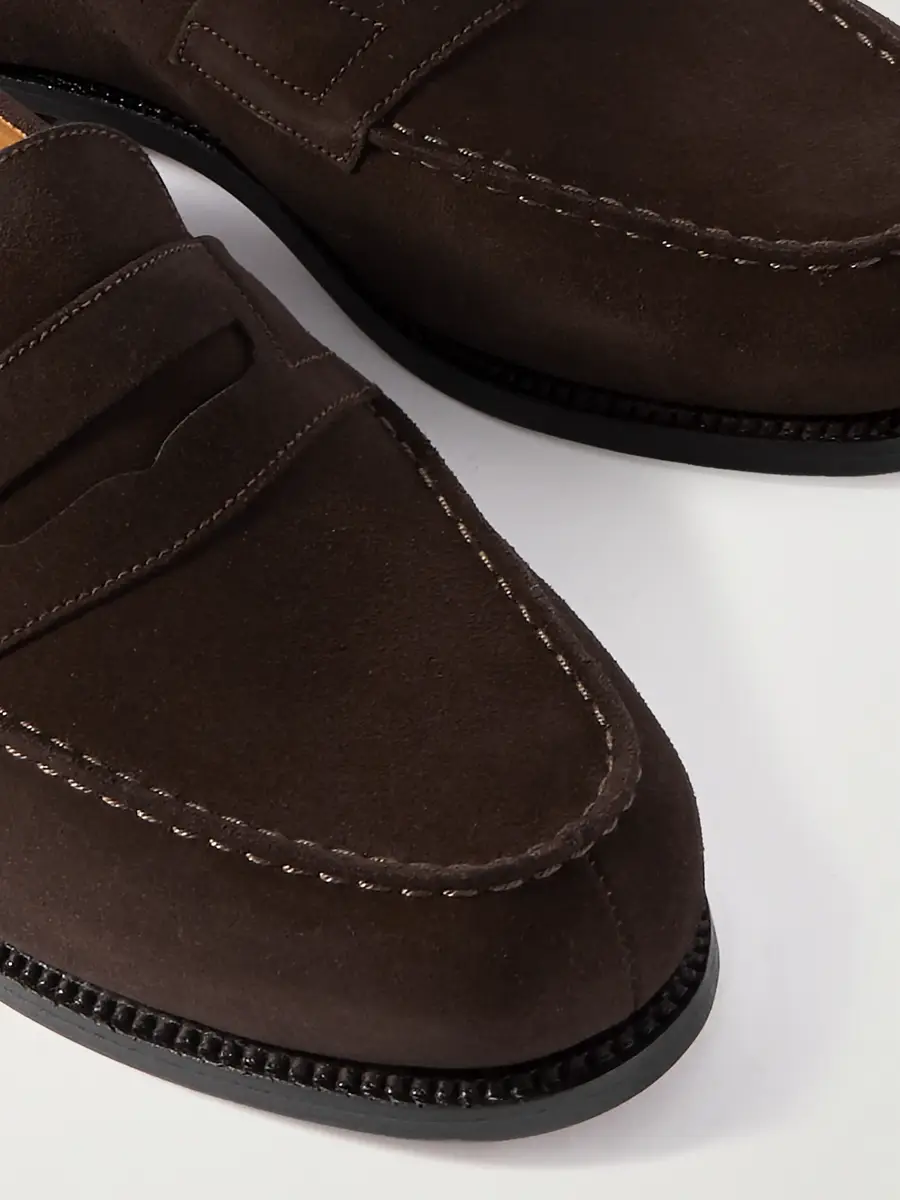 J.M. Weston 180 Moccasin Suede Penny Loafers - Men | Thumbnail 6