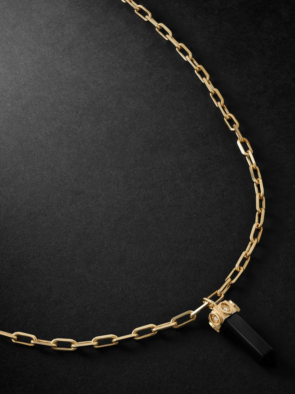 Gold, Onyx and Diamond Chain Necklace - Men