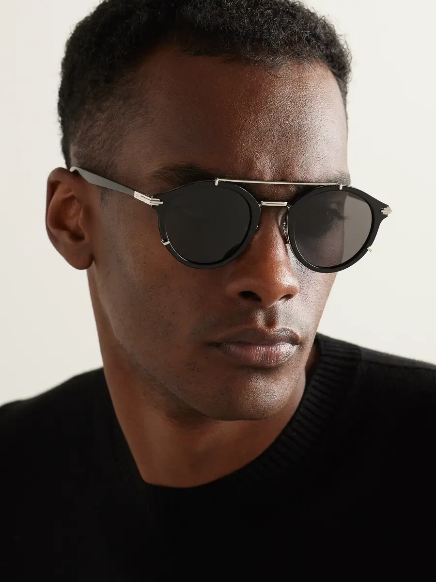 DIOR Eyewear DiorBlacksuit R7U Double-Bridge Round-Frame Acetate and Silver-Tone Metal Sunglasses - Men | Thumbnail 2 DIOR Eyewear DiorBlacksuit R7U Double-Bridge Round-Frame Acetate and Silver-Tone Metal Sunglasses - Men | Thumbnail 2