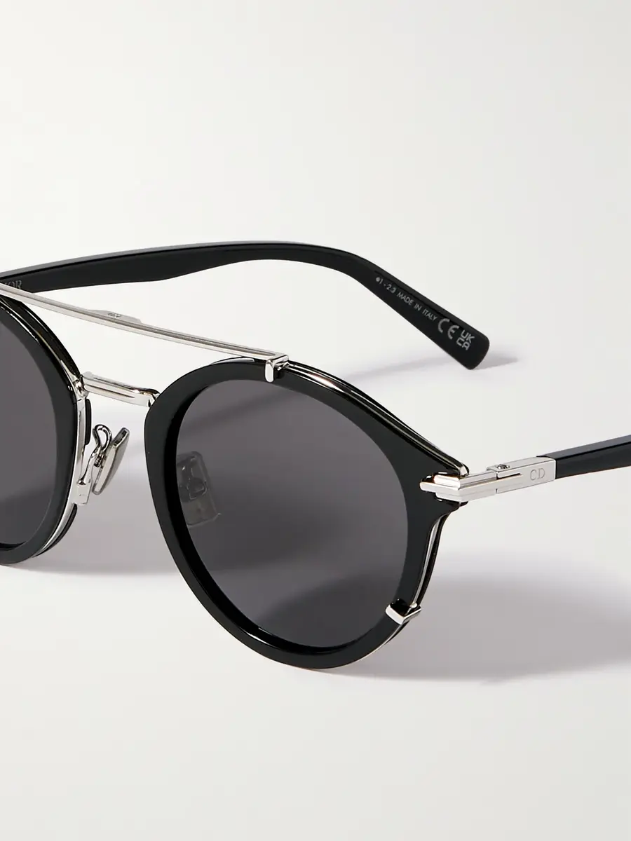 DIOR Eyewear DiorBlacksuit R7U Double-Bridge Round-Frame Acetate and Silver-Tone Metal Sunglasses - Men | Thumbnail 3 DIOR Eyewear DiorBlacksuit R7U Double-Bridge Round-Frame Acetate and Silver-Tone Metal Sunglasses - Men | Thumbnail 3