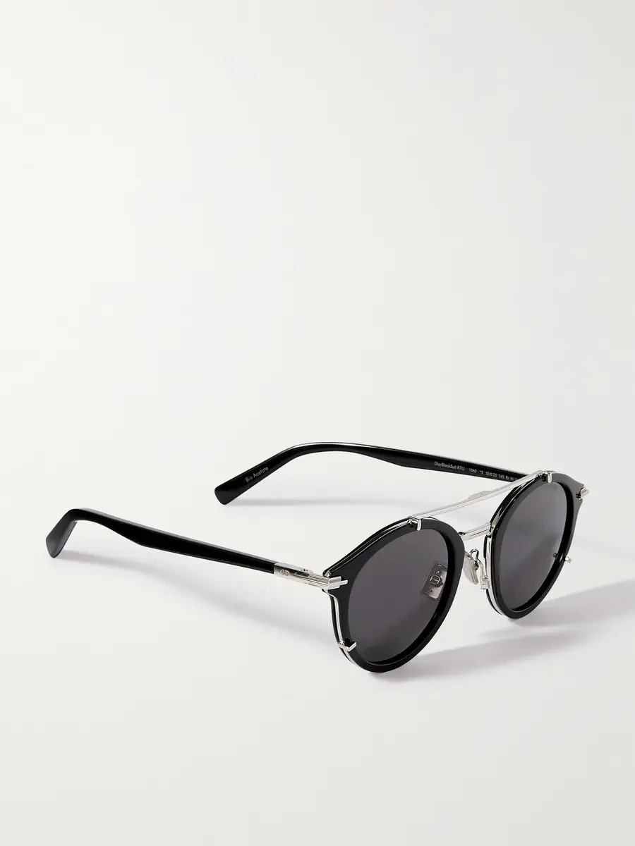 DIOR Eyewear DiorBlacksuit R7U Double-Bridge Round-Frame Acetate and Silver-Tone Metal Sunglasses - Men | Thumbnail 4 DIOR Eyewear DiorBlacksuit R7U Double-Bridge Round-Frame Acetate and Silver-Tone Metal Sunglasses - Men | Thumbnail 4