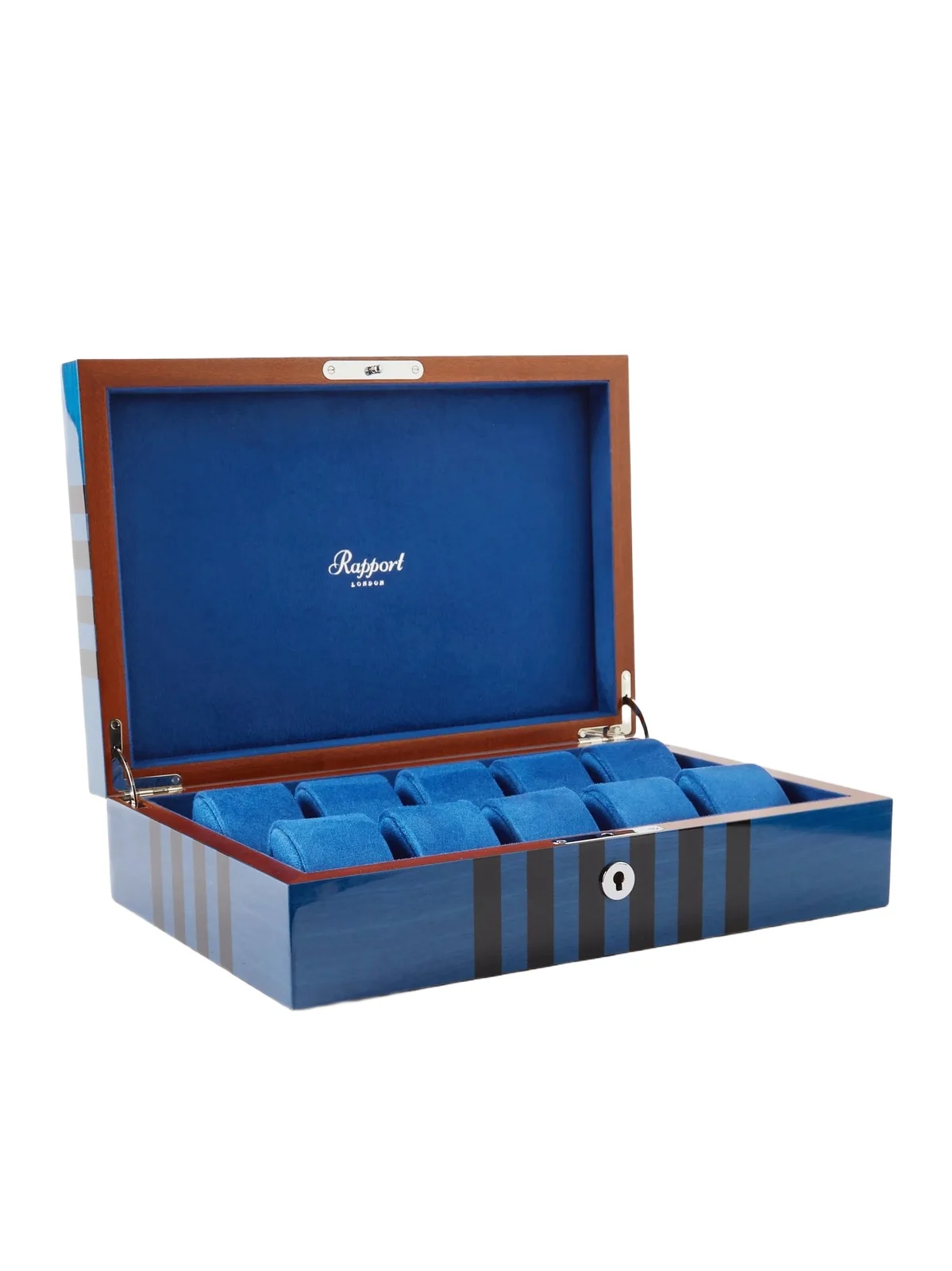 Rapport London Labyrinth Striped Lacquered Wood 10-Piece Watch Box - Men