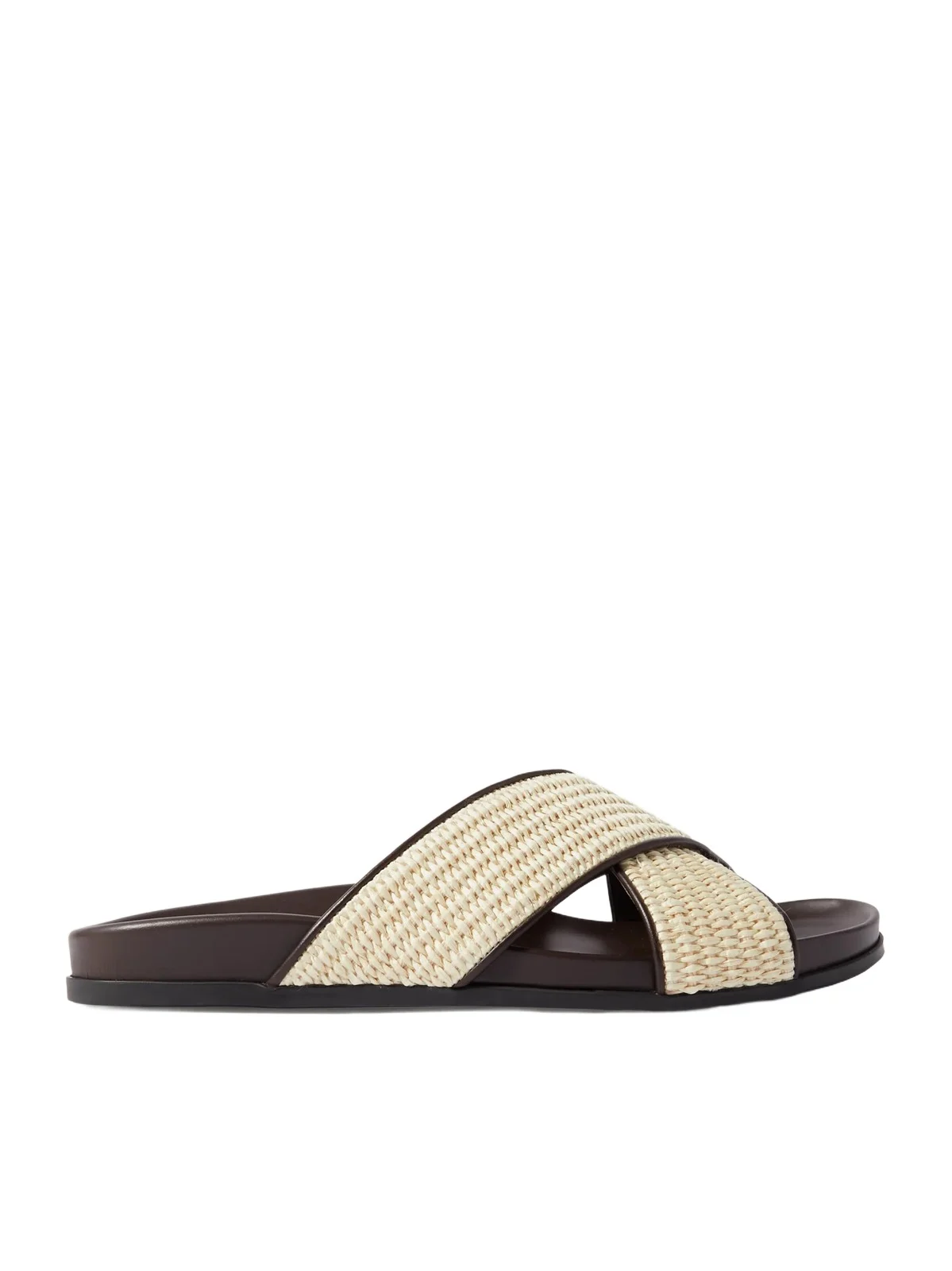 Manolo Blahnik Chiltern Leather-Trimmed Raffia Sandals - Men